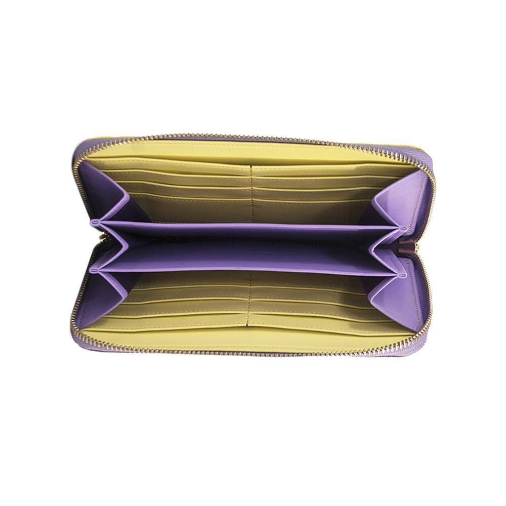 Layla Leather Wallet- Plum/Canary Yellow